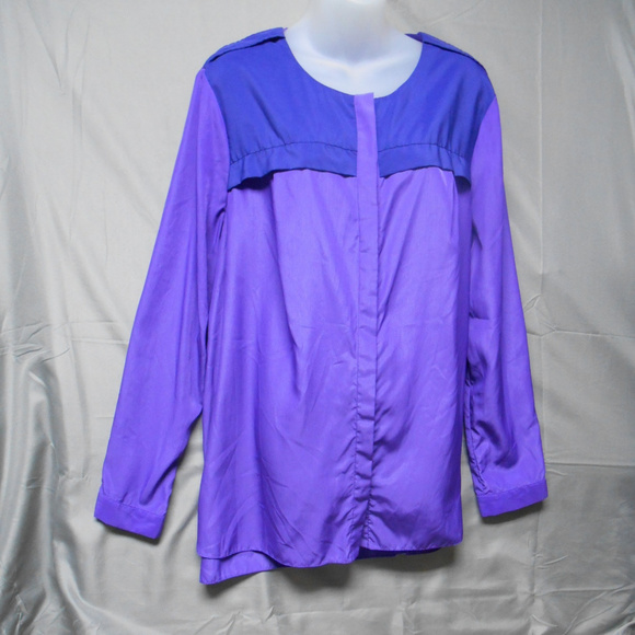 NWOT MBN button purple blue long sleeve top 2X - Picture 1 of 3